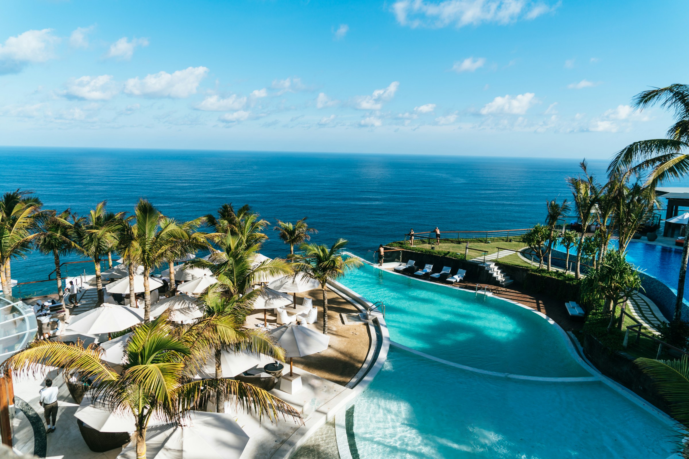 Tropical infinity pool overlooking the ocean